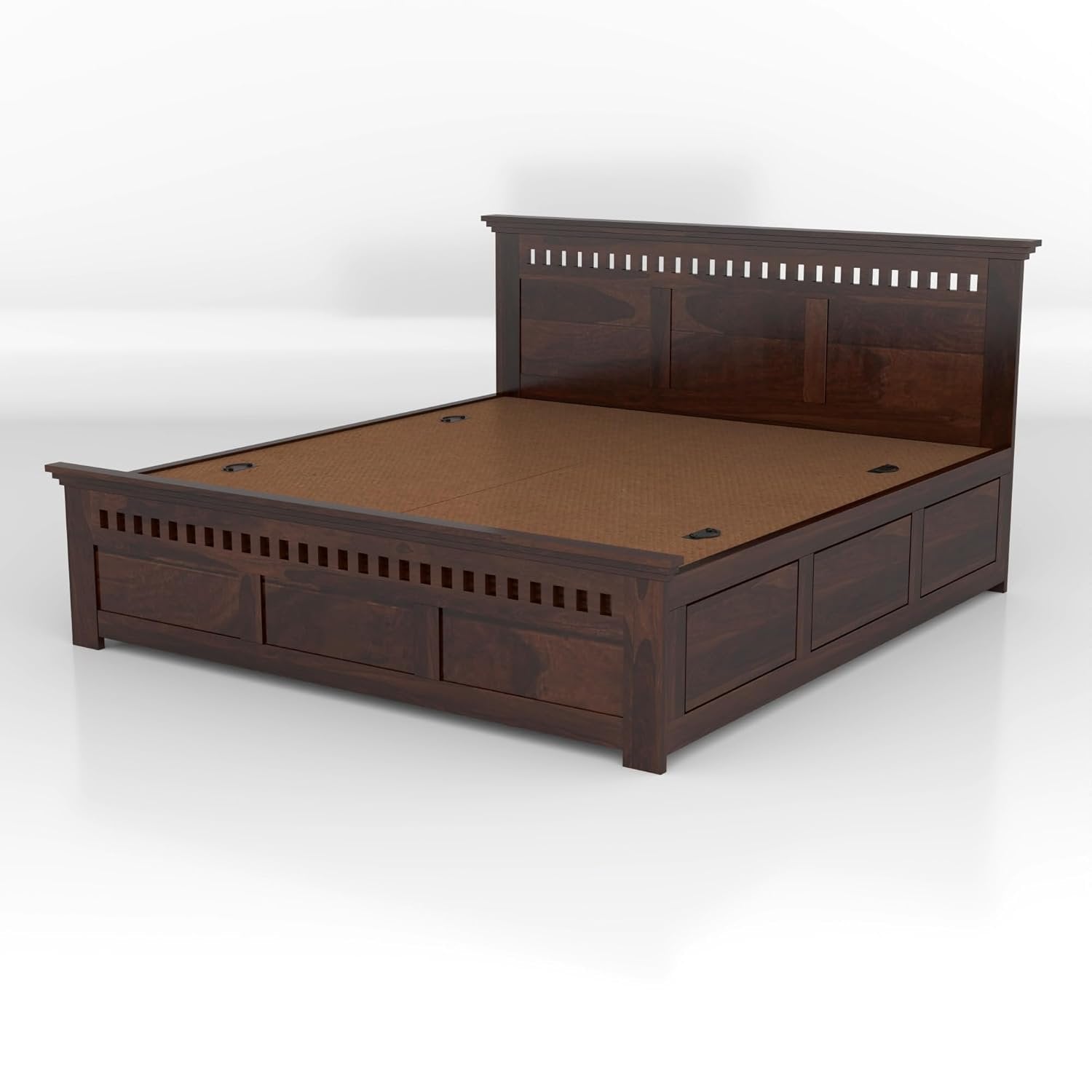 Bed Wood King Size Cot Double Bed with Box Storage