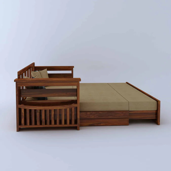 Sofa Cum Bed With Mini Storage and Side Pockets