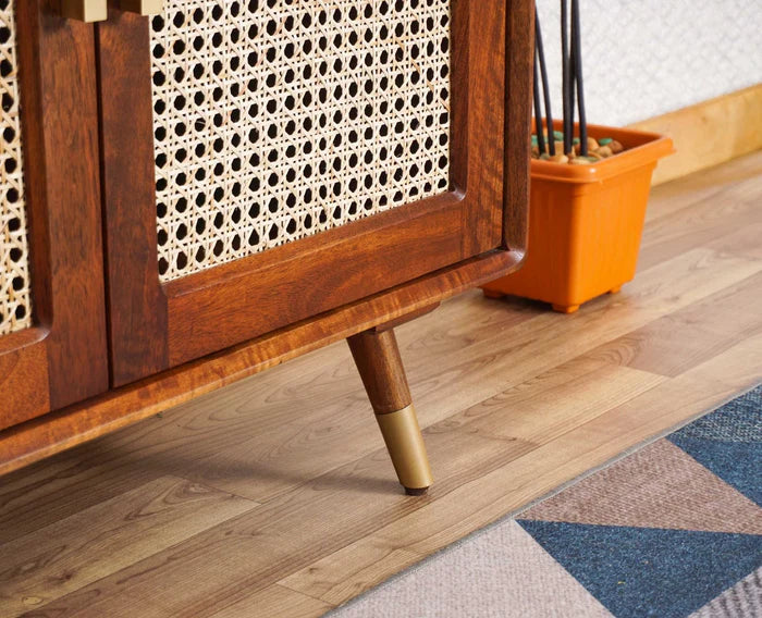 Boston Solid Wood Rattan Cane Two Door Sideboard Cabinet