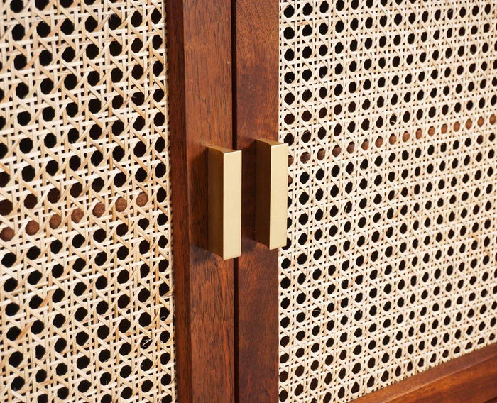 Boston Solid Wood Rattan Cane Two Door Sideboard Cabinet