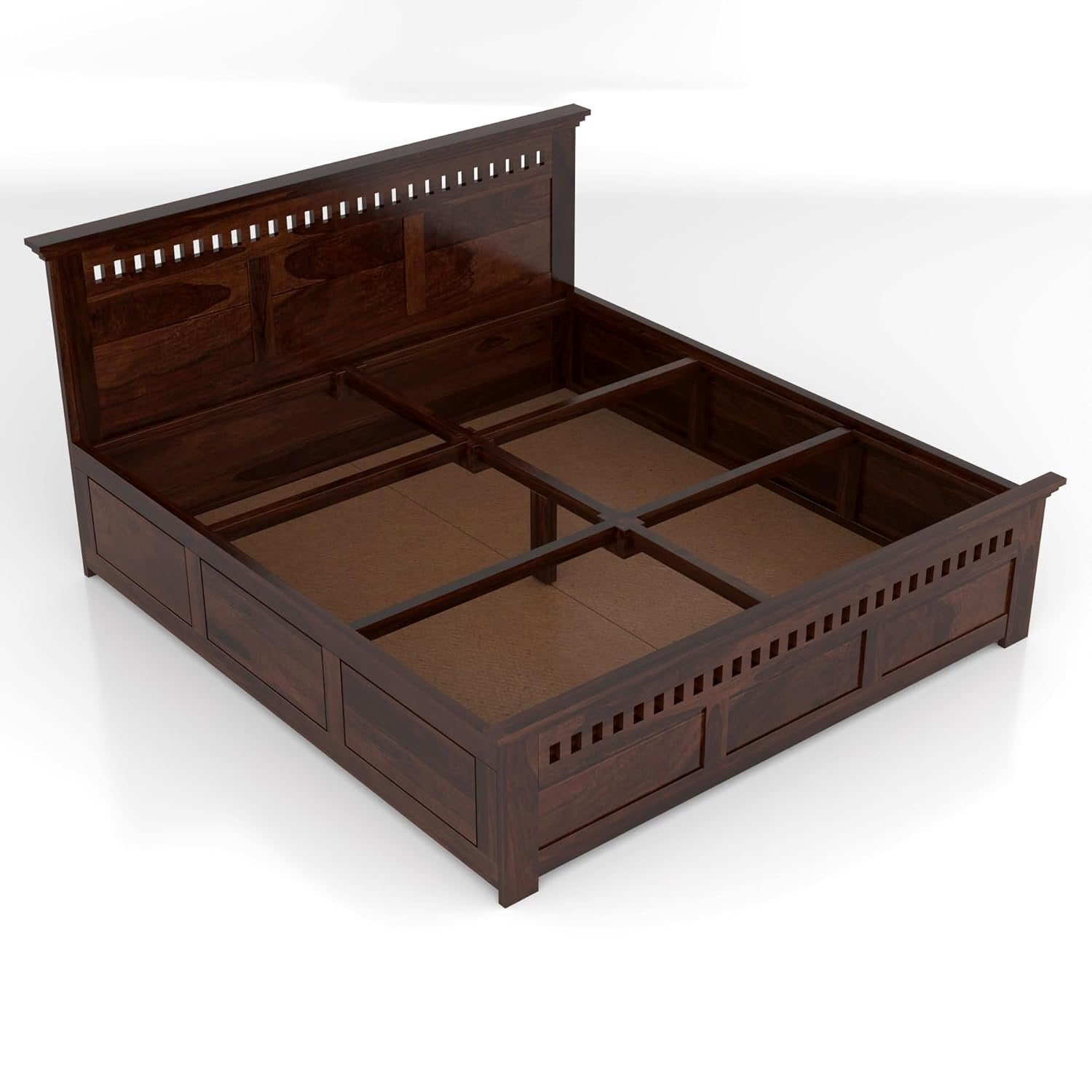 Bed Wood King Size Cot Double Bed with Box Storage