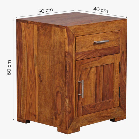 Solid Wood Cube Bedside Table