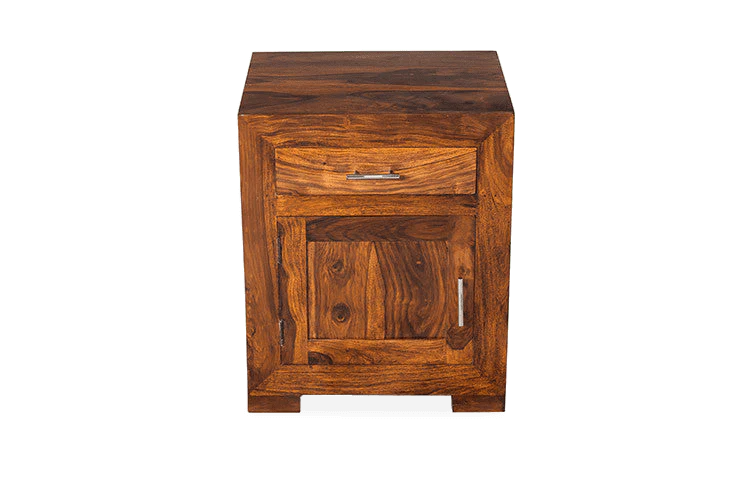 Solid Wood Cube Bedside Table