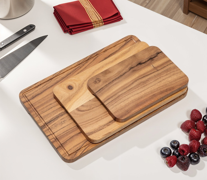 Slicora Wood Handcrafted Non Slip Chopping Board For Kitchen - (Set of 3)