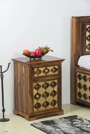 Solid Wood Brass Bedside Table