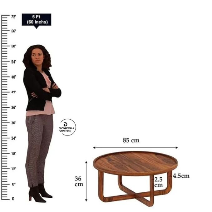 Round Solid Sheesham Wood Coffee Table