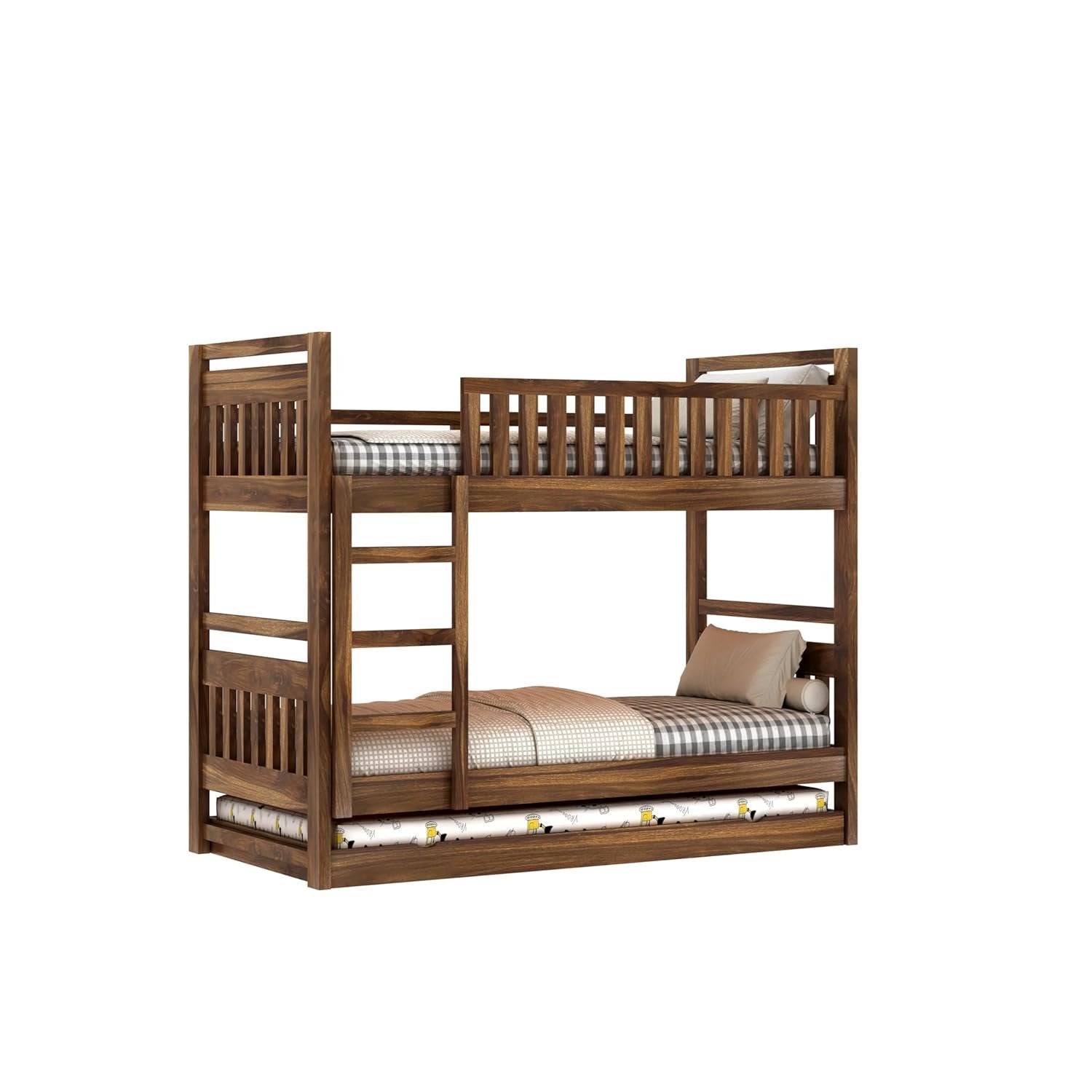 Naptura Solid Sheesham Wood Bunkbed Netrual Finsh With Trundle