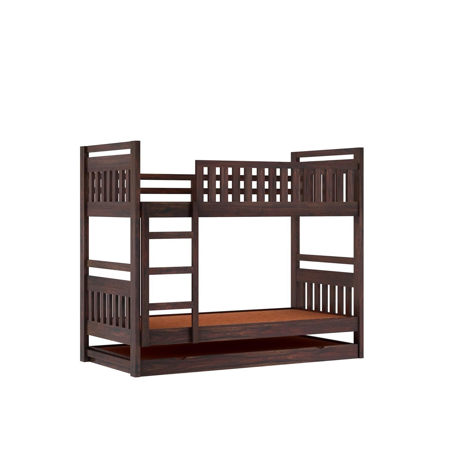 Naptura Solid Sheesham Wood Bunkbed Netrual Finsh With Trundle