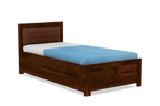 Solid Wood Upholstered Essential Single Bed with Storage