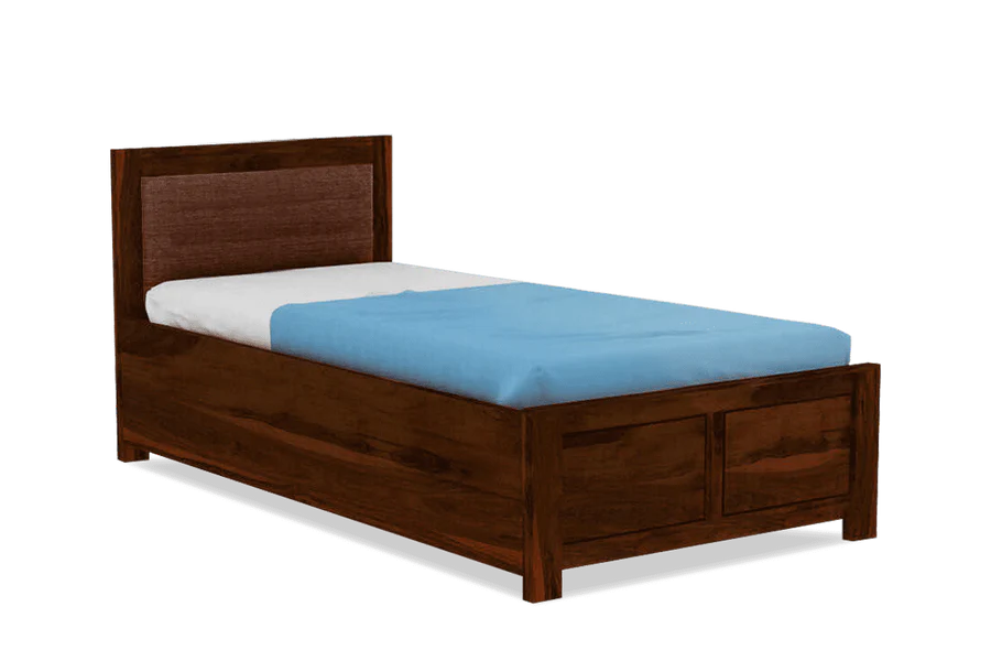 Solid Wood Upholstered Essential Single Bed with Storage