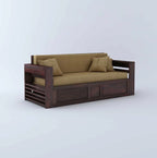 Sofa Cum Bed Walnut with Side Pockets