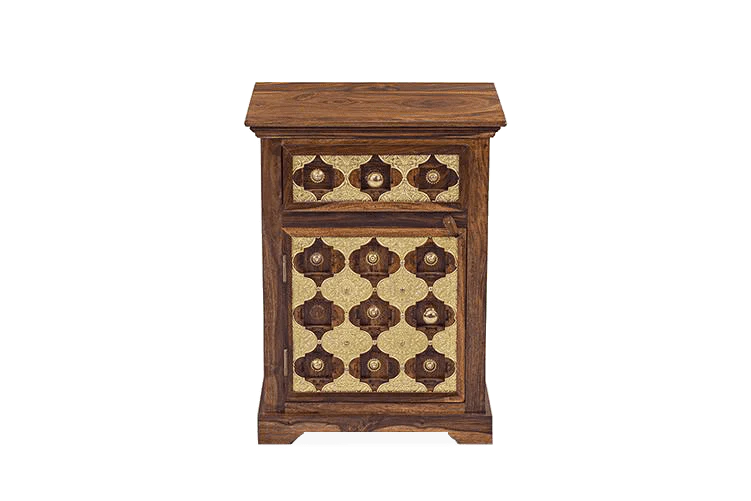 Solid Wood Brass Bedside Table