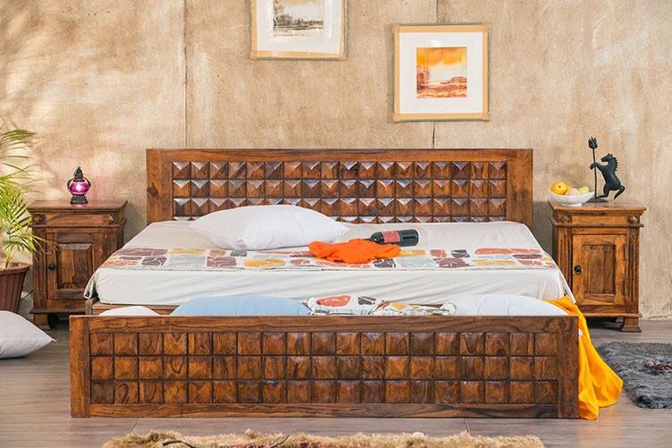 Solid Wood Bowley Bed with Front Open Dual Storage