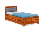Solid Wood Upholstered Essential Single Bed with Storage