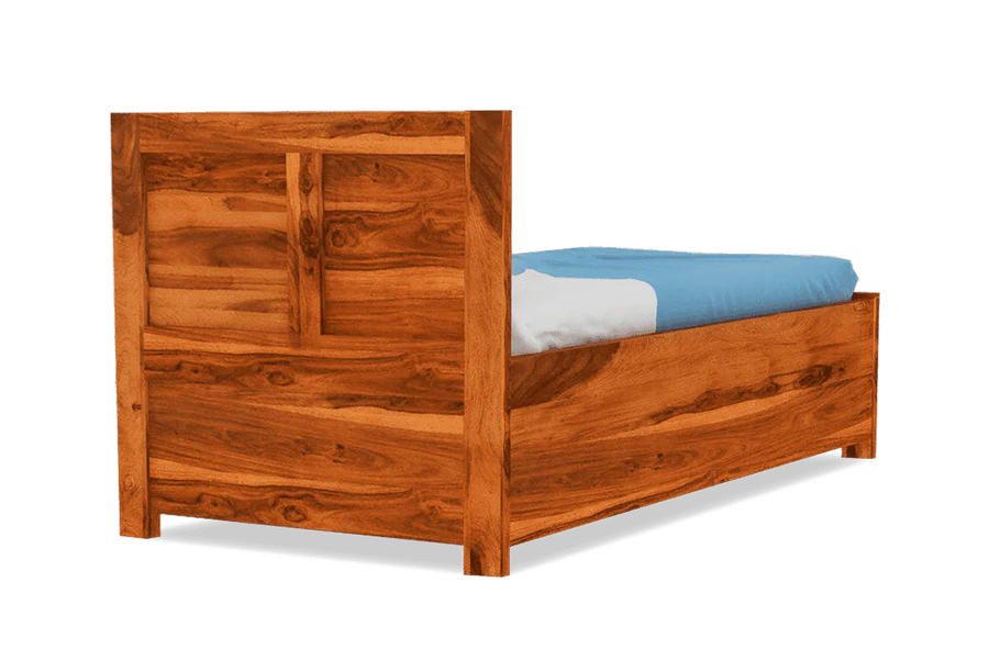 Solid Wood Upholstered Essential Single Bed with Storage