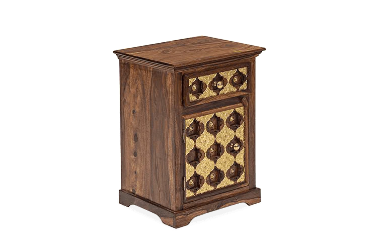 Solid Wood Brass Bedside Table