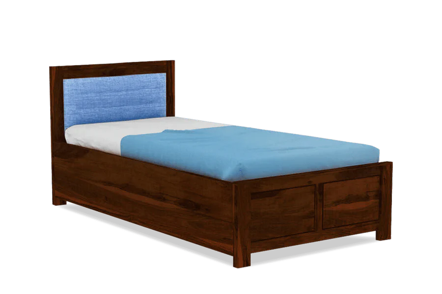 Solid Wood Upholstered Essential Single Bed with Storage