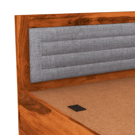 Solid Wood Upholstered Essential Single Bed with Storage