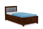 Solid Wood Upholstered Essential Single Bed with Storage