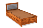 Solid Wood Upholstered Essential Single Bed with Storage