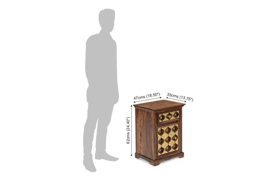 Solid Wood Brass Bedside Table