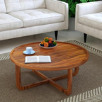 Round Solid Sheesham Wood Coffee Table