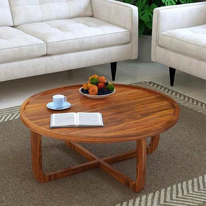 Round Solid Sheesham Wood Coffee Table