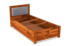 Solid Wood Upholstered Essential Single Bed with Storage