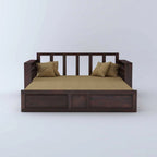 Sofa Cum Bed Walnut with Side Pockets