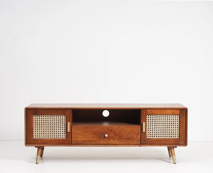 Boston Solid Wood Rattan Cane Tv Cabinet