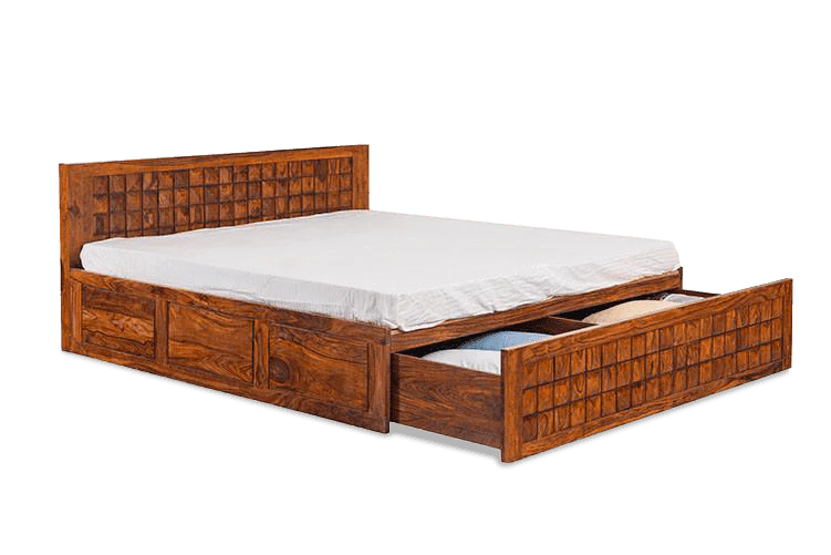 Solid Wood Bowley Bed with Front Open Dual Storage