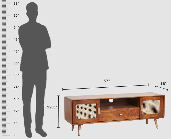 Boston Solid Wood Rattan Cane Tv Cabinet