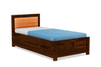 Solid Wood Upholstered Essential Single Bed with Storage