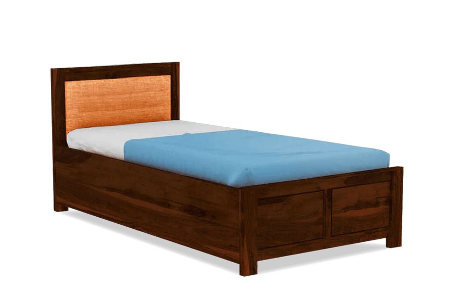 Solid Wood Upholstered Essential Single Bed with Storage