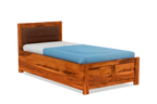 Solid Wood Upholstered Essential Single Bed with Storage