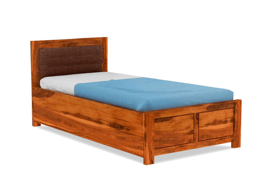 Solid Wood Upholstered Essential Single Bed with Storage