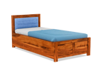 Solid Wood Upholstered Essential Single Bed with Storage