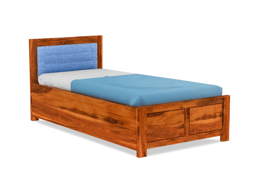 Solid Wood Upholstered Essential Single Bed with Storage
