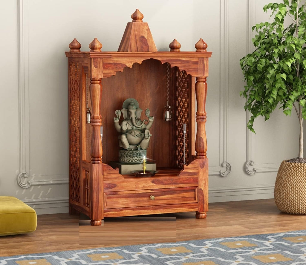 Mandir Design for Home Wooden Temple Modern Pooja unit