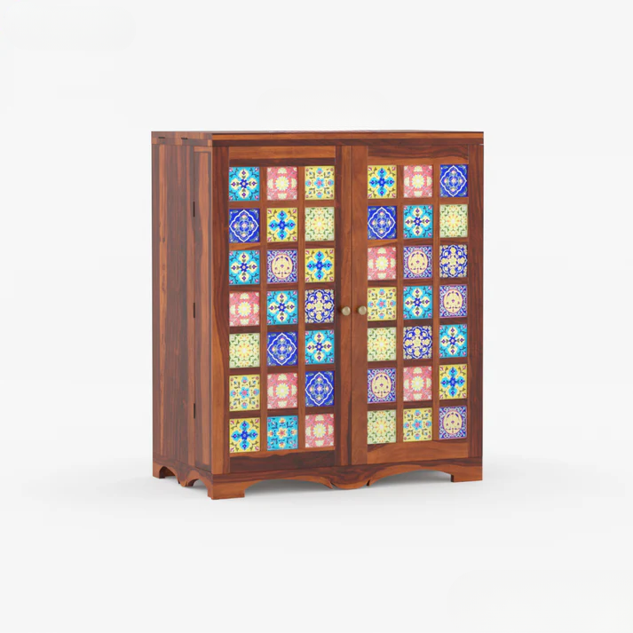 MealAura Bar Cabinet Solid Wood Modern Style