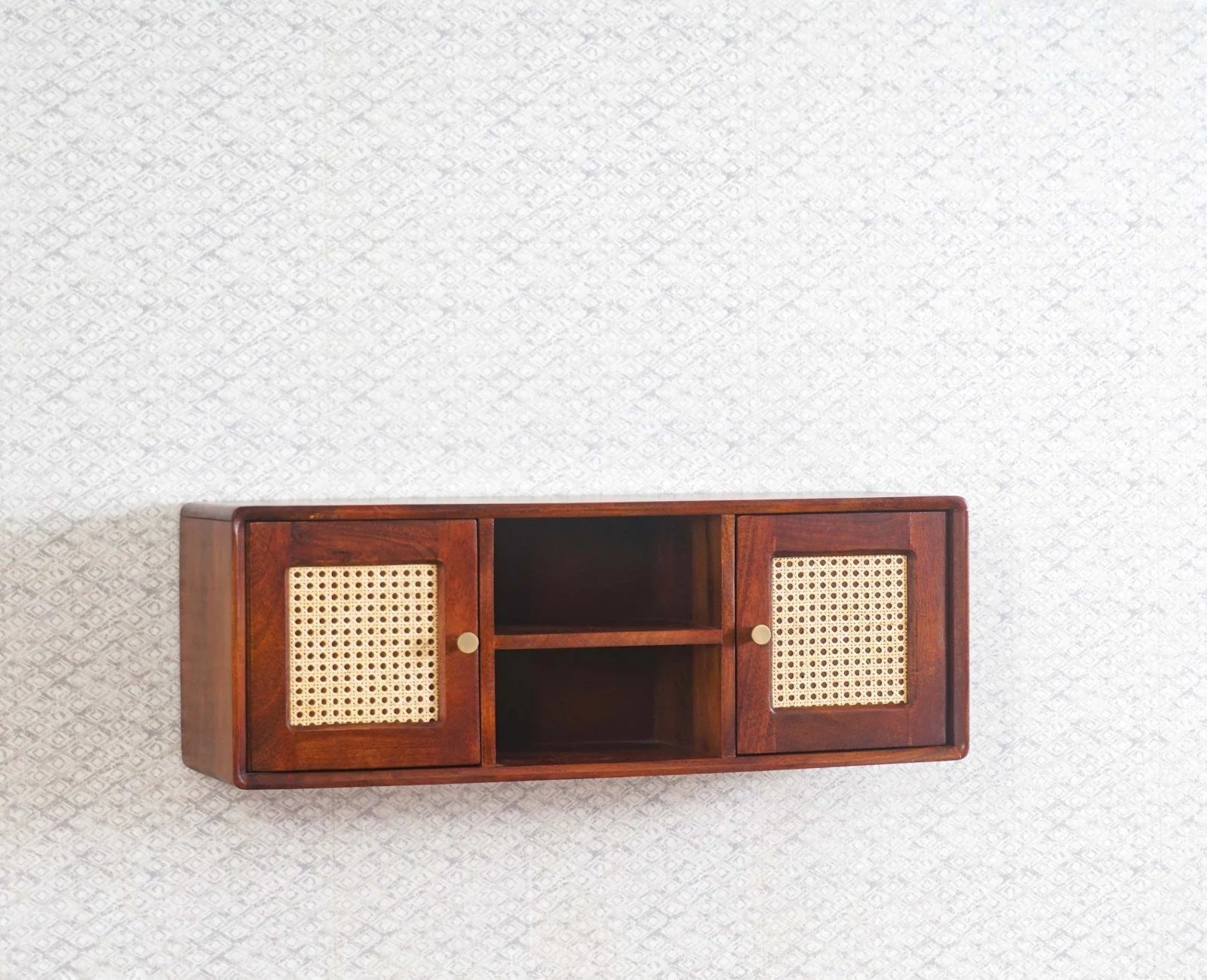 Sitlyne Solid Wood Two Door Wall Shelf