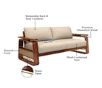 Gleamira 3 Seater Sheesham Wood Sofa With Cane and Brass Detailing
