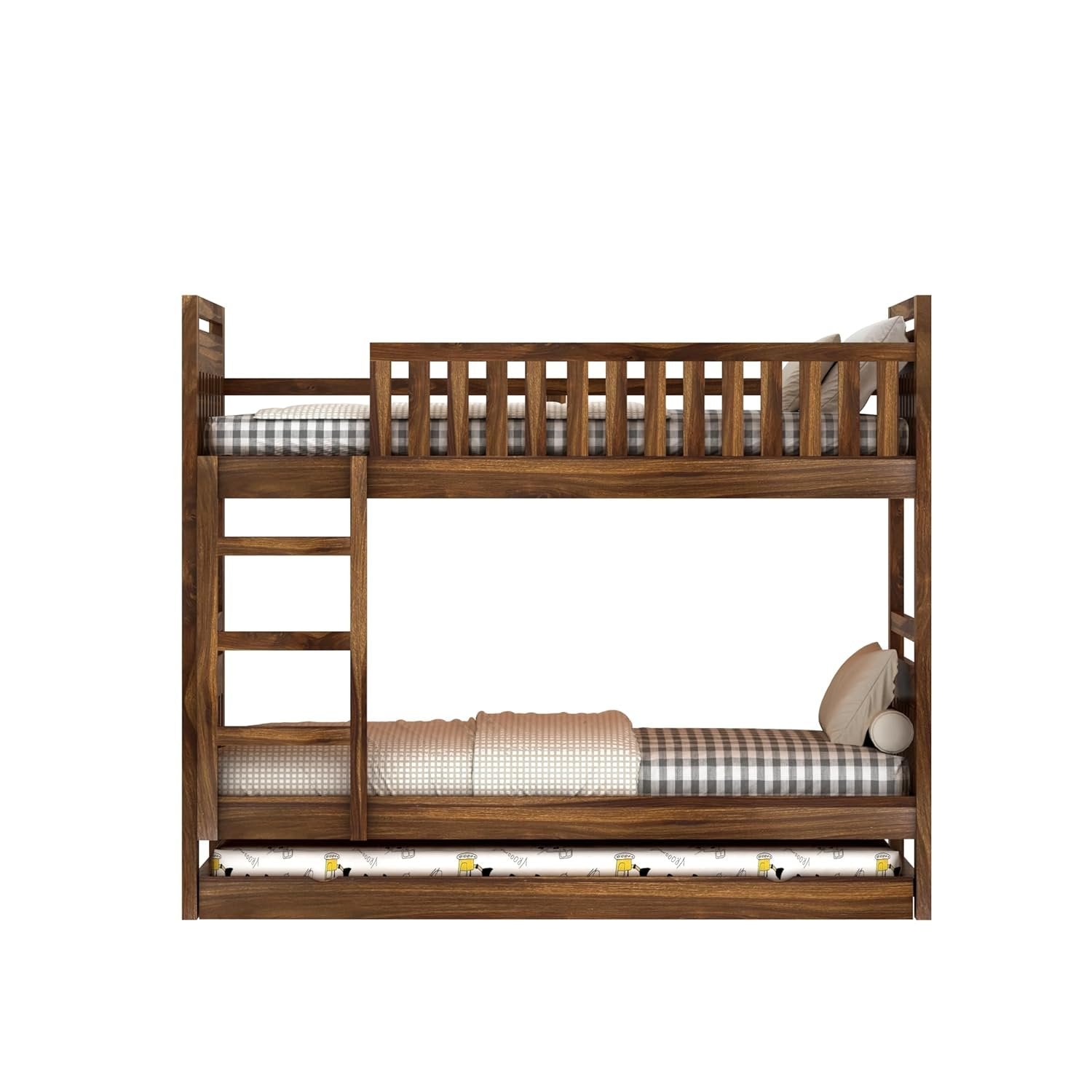 Naptura Solid Sheesham Wood Bunkbed Netrual Finsh With Trundle