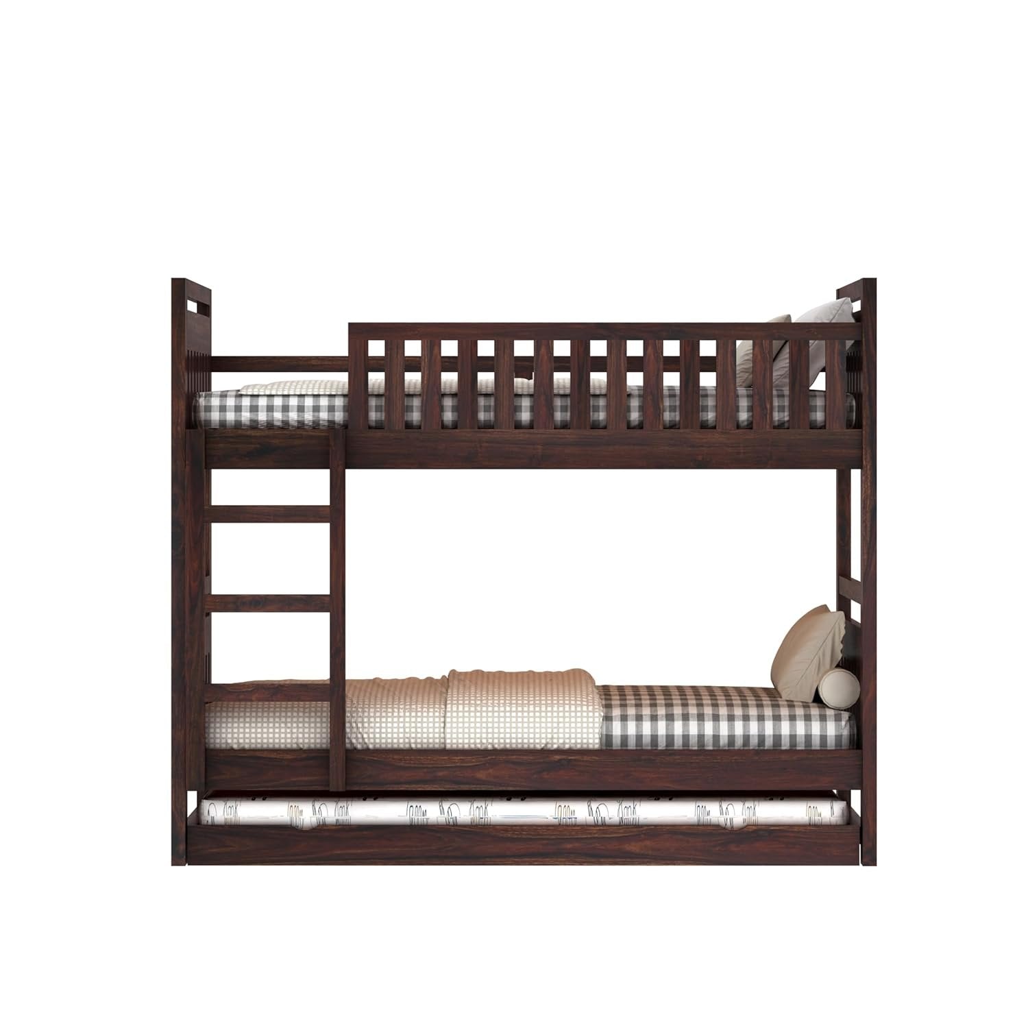 Naptura Solid Sheesham Wood Bunkbed Netrual Finsh With Trundle