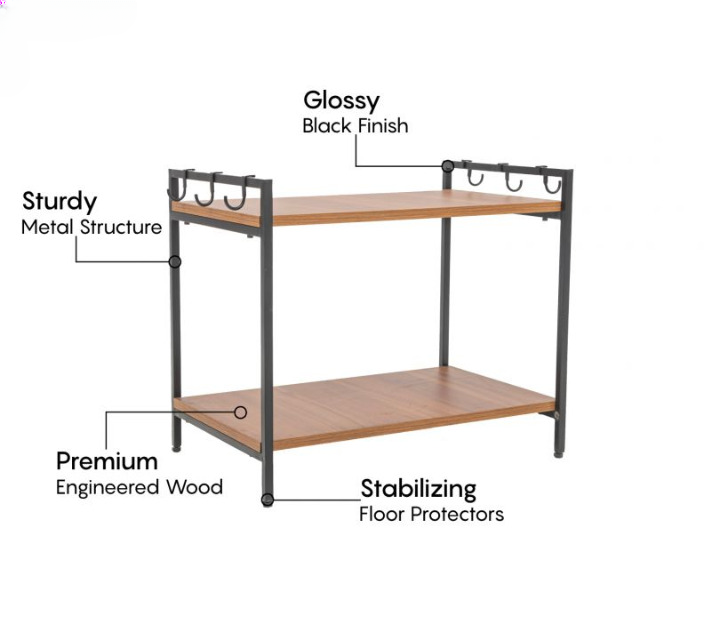 Mivra Microwave Stand With 2-Tier Kitchen Organizer Storage