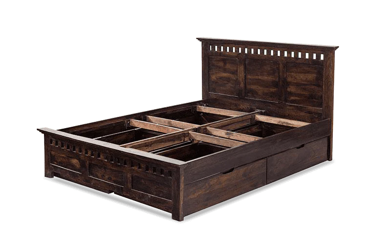 Solid Wood Kuber Bed with Drawer Trolley Storages