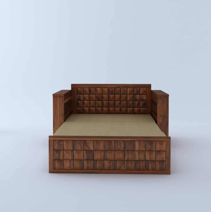 2 Seater Sofa Cum Bed With Headboard and Mini Storage