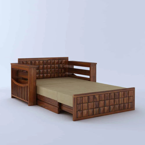 2 Seater Sofa Cum Bed With Headboard and Mini Storage