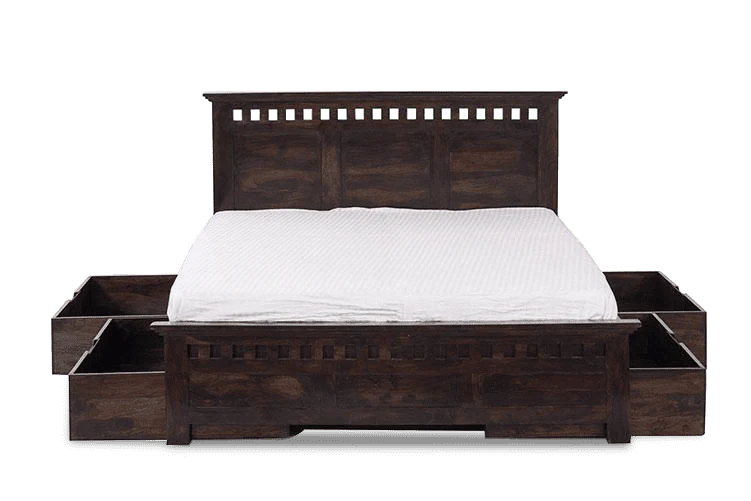 Solid Wood Kuber Bed with Drawer Trolley Storages