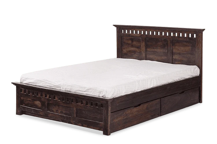 Solid Wood Kuber Bed with Drawer Trolley Storages